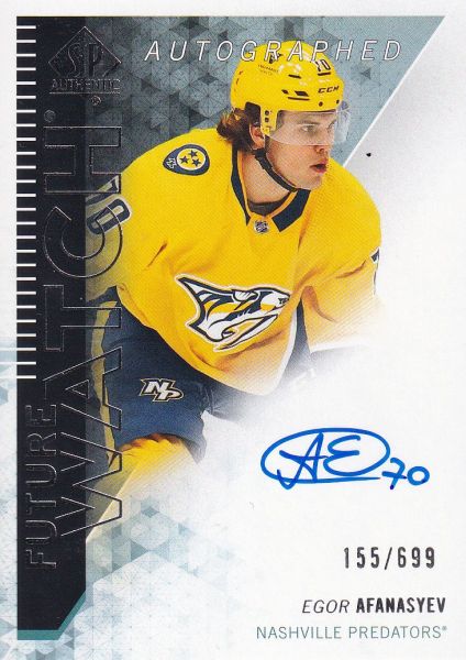 AUTO RC karta EGOR AFANASYEV 23-24 SP Authentic 13-14 Retro Autographed Future Watch /699